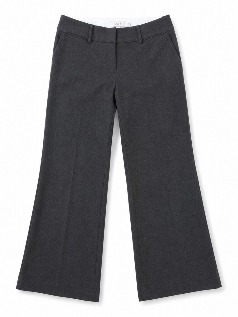 LOFT Petites Julie Curvy Trouser Pants Charcoal Stretch Bootcut 6P
